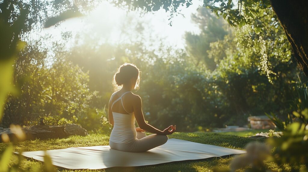Breathing technique for energy with calm posture.